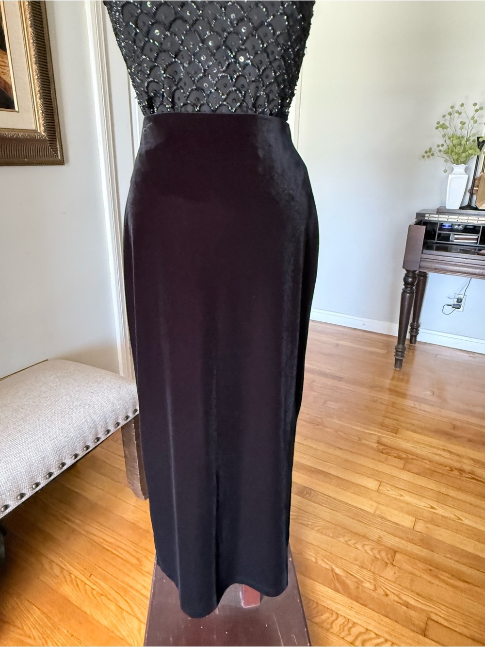 Willi Smith Black Velvet Maxi Skirt